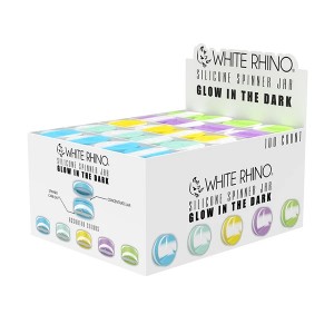 White Rhino Round Spinner Silicone Jar - 100ct Display